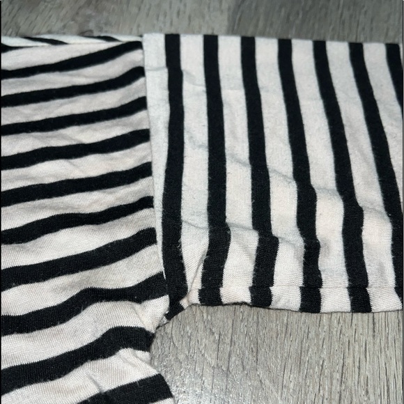 Sparkle & Fade Striped Elbow Sleeve Shirt Small Black Cream - Picture 13 of 13